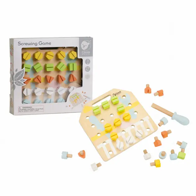 Actieprijs Classic World Houten Schroefbord Coordinatie Spel, 27dlg.