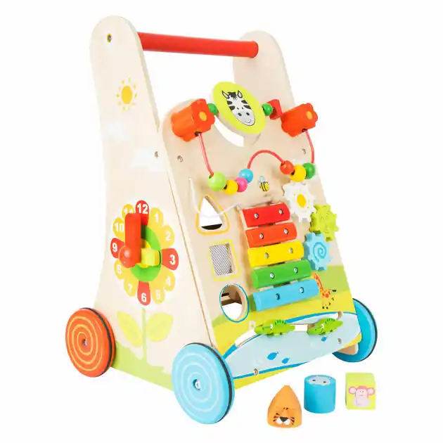 Laatste Versie Small Foot - Houten Baby Walker Loopwagen Kleurrijk