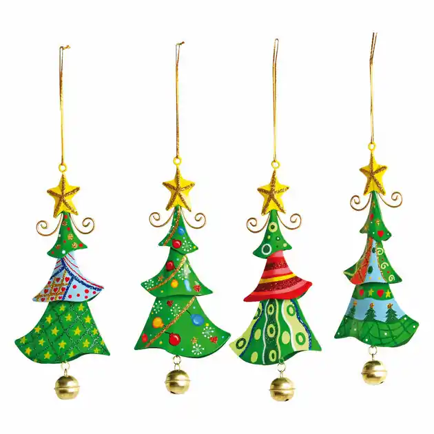 Metalen Kersthangers Kerstboom, 4st. Laatste Kans