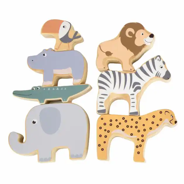 Small Foot - Houten Safaridieren Balansspel, 7dlg. Hete Deal