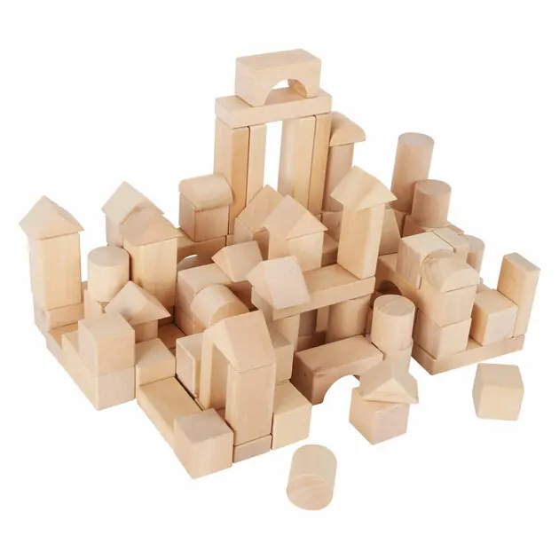Snelle Levering Small Foot - Houten Bouwblokken Natuurlijk in Zak, 100dlg.