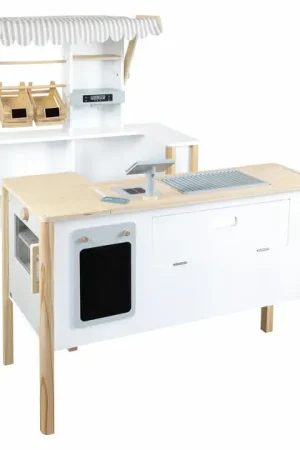 Koopje Small Foot - Houten Winkel Wit met Kassa en Lopende Band