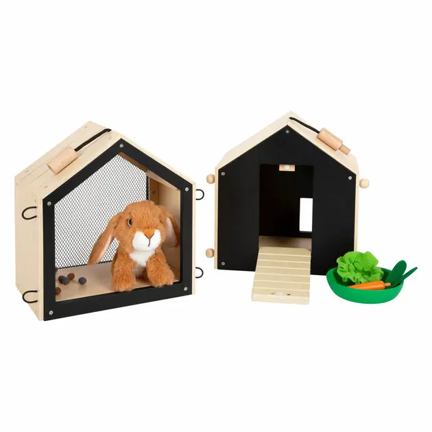Tijdelijk Beschikbaar Small Foot - Houten Konijnenhok met Konijn Pluche, 15dlg.