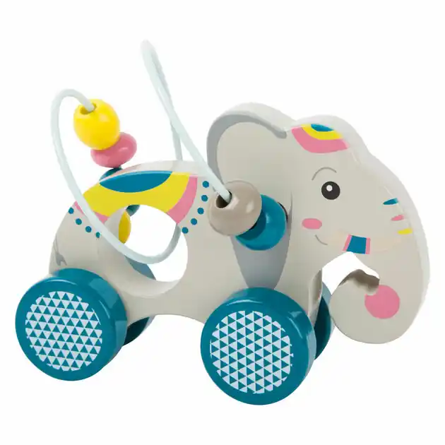 Small Foot - Houten Duwfiguur Olifant met Motoriekspiraal Gecertificeerd