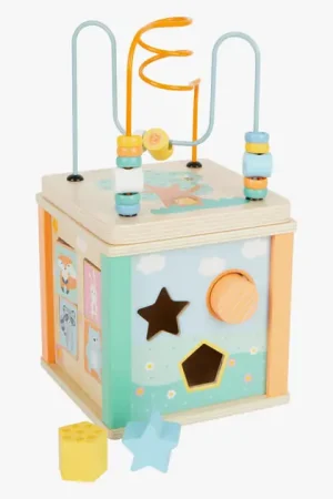 Small Foot - Houten Activiteitenkubus en Motoriekspiraal Pastel Beperkt Aanbod