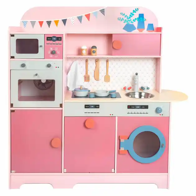 Small Foot - Houten Speelkeuken Gourmet Roze, 12dlg. Must-Have