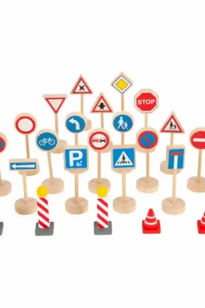 Weekendaanbieding Small Foot - Houten Mini Verkeersbordenset, 25dlg.