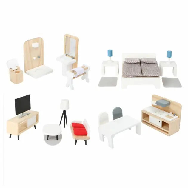 Small Foot - Houten Poppenhuis Meubeltjes Complete Set, 28dlg. Hete Deal
