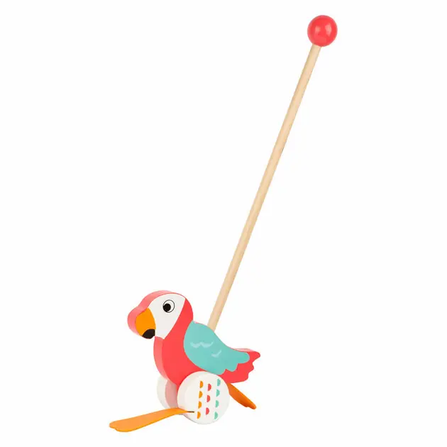 Goedkoop Small Foot - Houten Duwfiguur Papegaai Lori met Stok