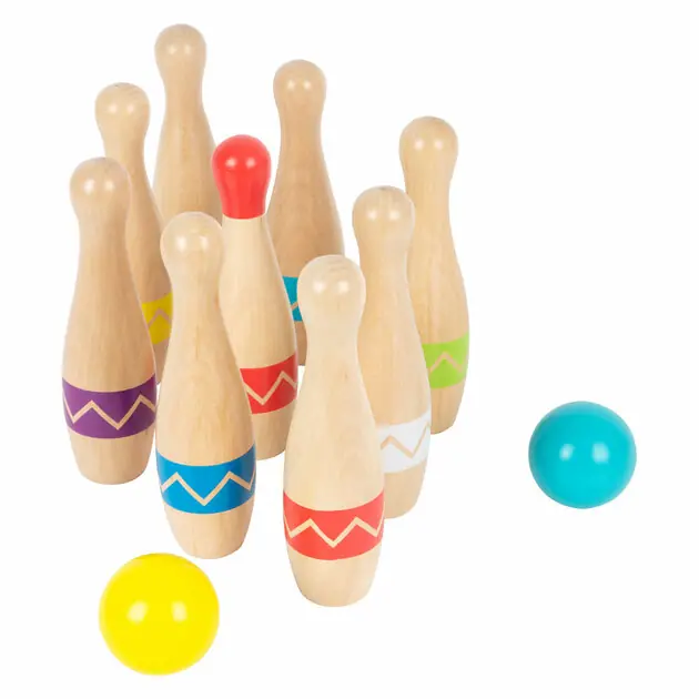 Snelle Levering Small Foot - Houten Kegelspel met Zigzag Patroon, 11dlg.