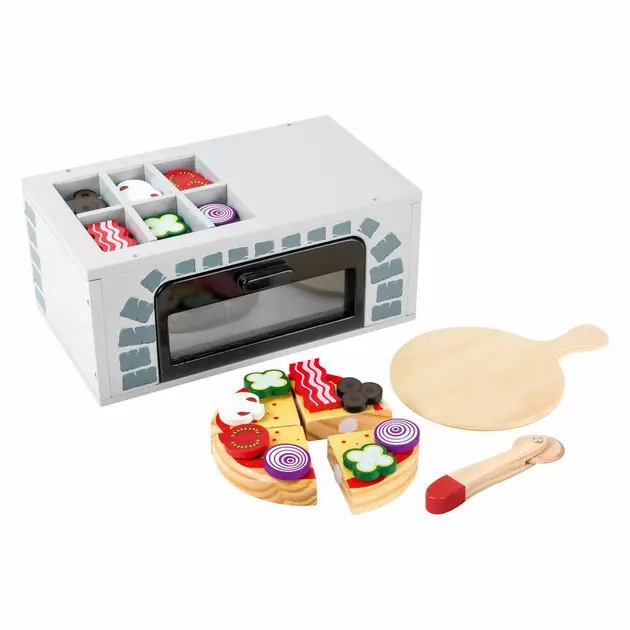 Small Foot - Houten Speeleten Pizza-oven Set, 25dlg. Populair