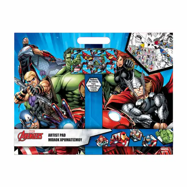 Alleen Vandaag Tekenblok Avengers met Stickers en 3 Krijtjes, 40 Vellen