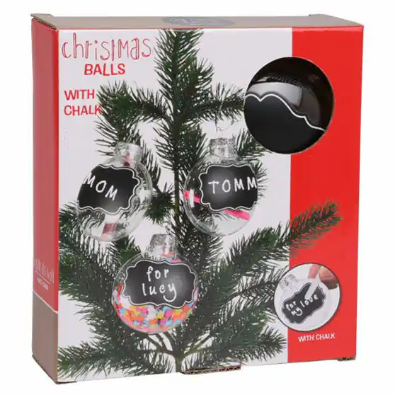 Transparante Kerstballen met Krijtlabels, 4st. Shop Nu