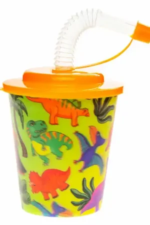 Beker met Deksel en Rietje Dinosaurus, 12st. Dagaanbieding