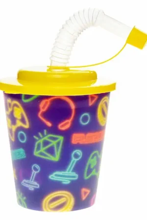Beker met Deksel en Rietje Gamer, 12st. Alleen Vandaag