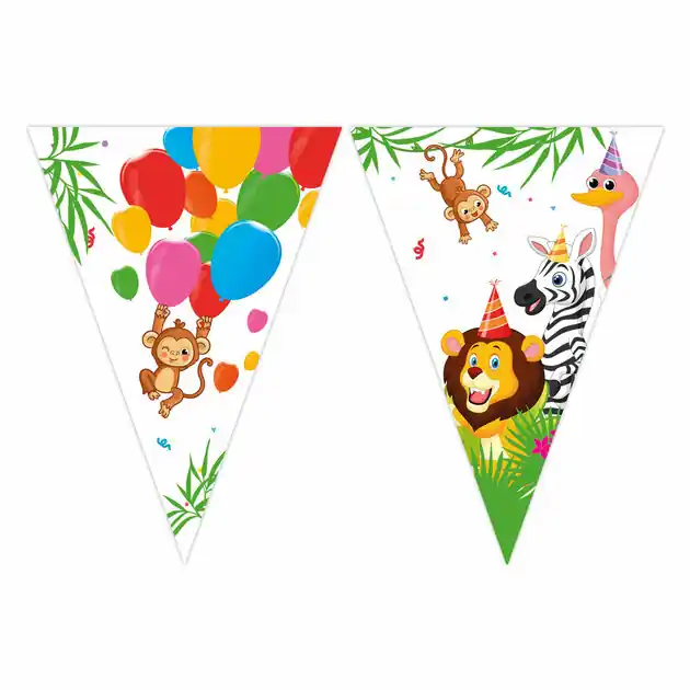 Papieren Vlaggenlijn FSC Jungle Ballonnen. 3mtr. Weekendaanbieding