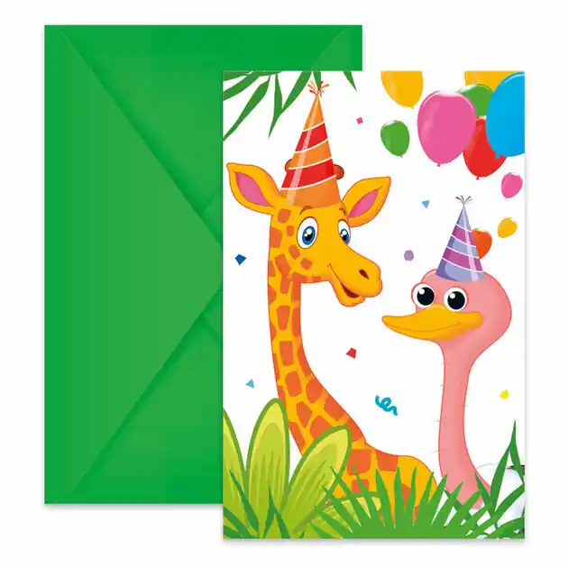 Dagaanbieding Uitnodigingen en Enveloppen FSC Jungle Ballonnen, 6st.