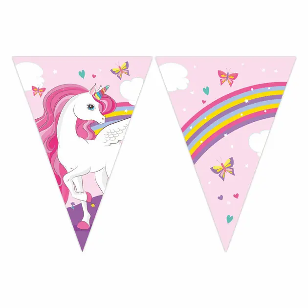 Fabrieksprijs Papieren Vlaggenlijn FSC Eenhoorn Regenboog Kleuren, 3mtr.