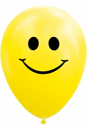 Ballonnen Smile Geel 30cm, 8st. Alleen Vandaag