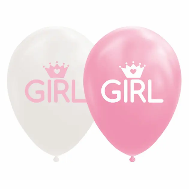 Populair Ballonnen Dochter Baby Roze/Wit 30cm, 8st.