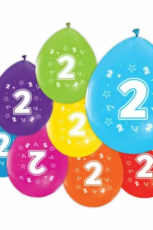 Ballonnen 2-zijdig Geprint Cijfer 2, 8st. Koopje