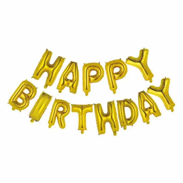 Folieballon Tekst Happy Birthday Goud Direct Verzonden