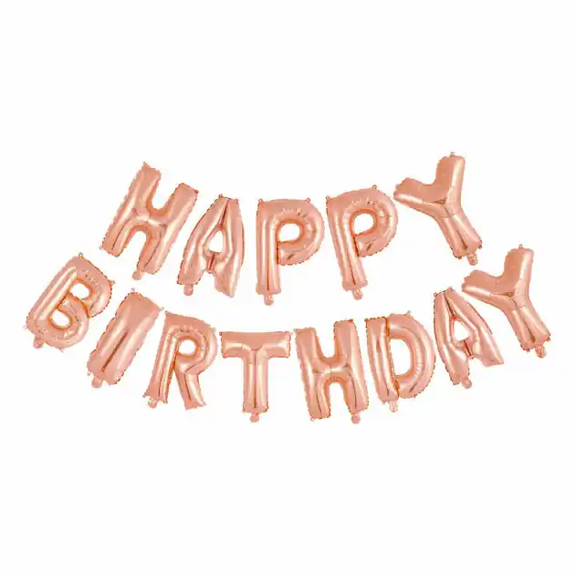 Folieballon Tekst Happy Birthday Rose Goud Finale Uitverkoop