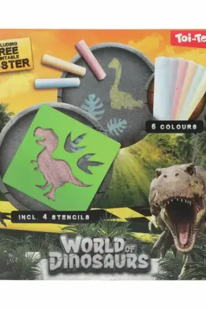 Meest Verkocht World of Dinosaurs Stoepkrijt Dino met Sjablonen, 10dlg.