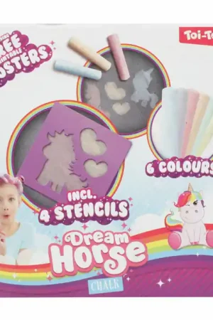Dream Horse Stoepkrijt Eenhoorn met Sjablonen, 10dlg. Op = Op