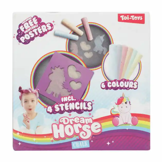 Dream Horse Stoepkrijt Eenhoorn met Sjablonen, 10dlg. Op = Op