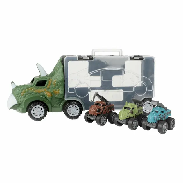 World of Dinosaurs Dinotruck met 3 Pull-back Auto's Koop Online