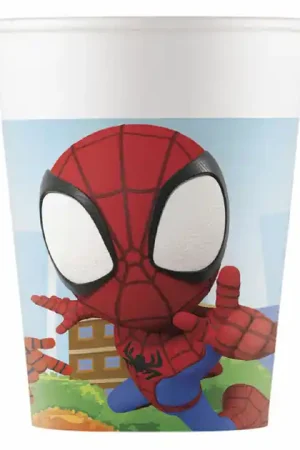 Papieren Bekers FSC Spidey, 8st. Direct Verzonden
