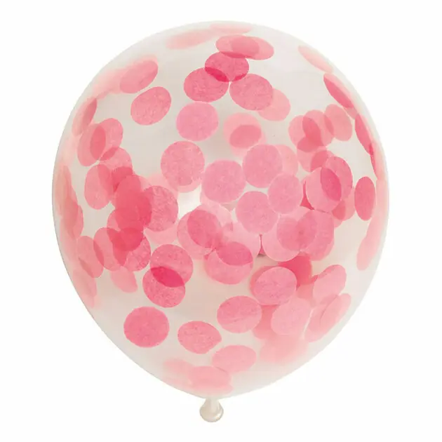Confetti Ballonnen Papieren Confetti Baby Roze 30cm, 6st. Beperkte Voorraad