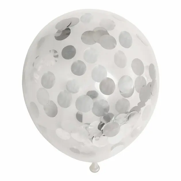 Confetti Ballonnen Papieren Confetti Metallic Zilve 30cm, 6st. Merkproduct