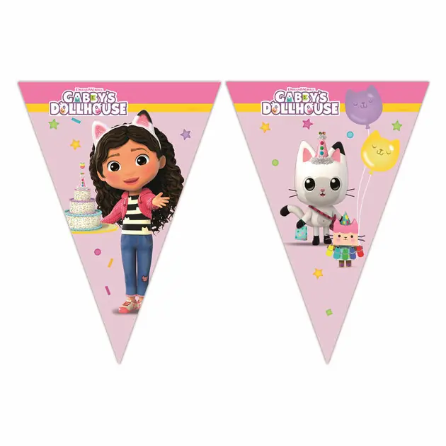 Vlaggenlijn Papier Gabby's Poppenhuis , 2mtr. Hoge Kwaliteit