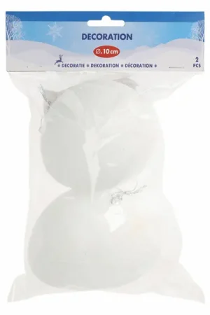 Decoratie Sneeuwballen 10cm, 2st. Direct Beschikbaar