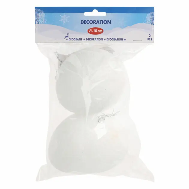 Decoratie Sneeuwballen 10cm, 2st. Direct Beschikbaar