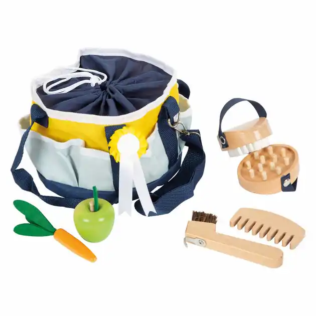 Small Foot - Houten Paardenverzorgingsset met Tas, 8dlg. Laatste Kans