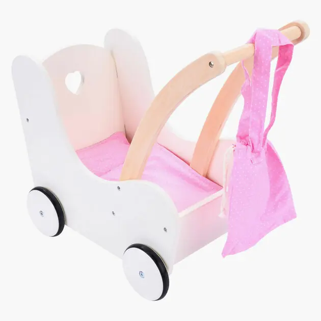 Hete Deal Houten Poppenloopwagen Roze/Wit