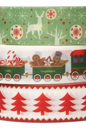 Direct Beschikbaar Colorations - Washi Tape Kerst 3 Rollen, 5mtr.