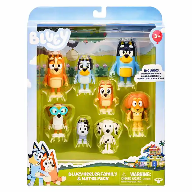Bluey Speelfiguren Familie & Vrienden, 8st. Populair