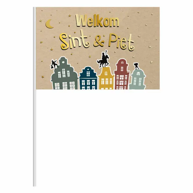 Nu Kopen Zwaaivlag 'Welkom Sint & Piet', 30x20cm