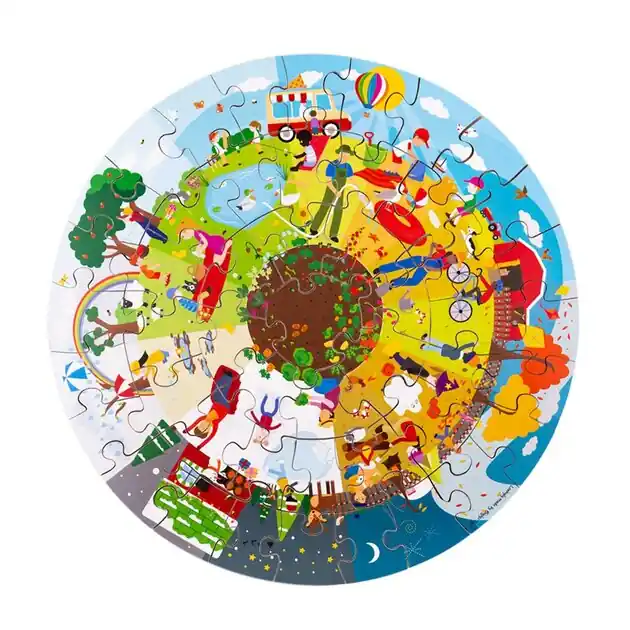 Bigjigs Houten Seizoenen Vloerpuzzel Rond, 50st. Uitverkoop