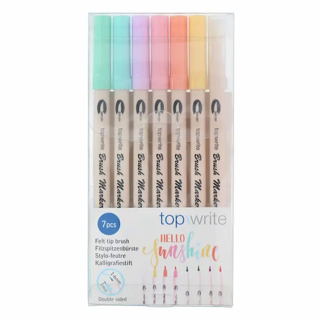 Premium Viltstiften/Brushpennen Dubbelzijdig, 7st.