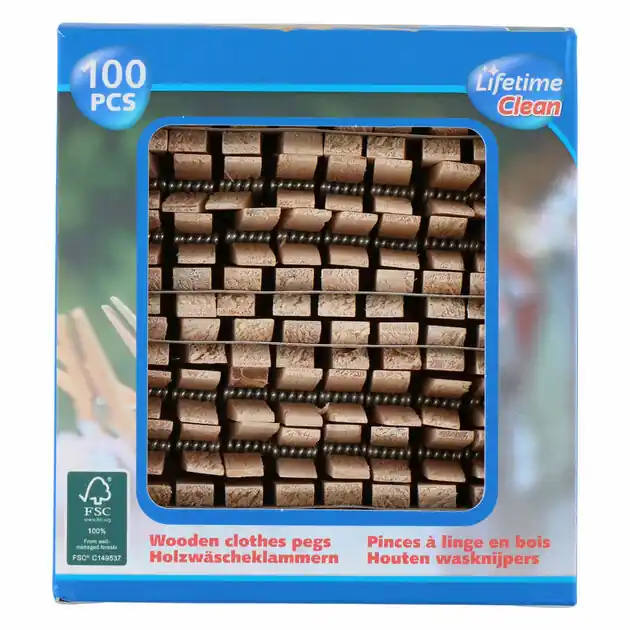 Korting Houten Wasknijpers, 100st.