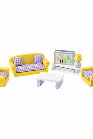 Tidlo Houten Poppenhuis Meubels Woonkamer, 9dlg. Exclusieve Aanbieding