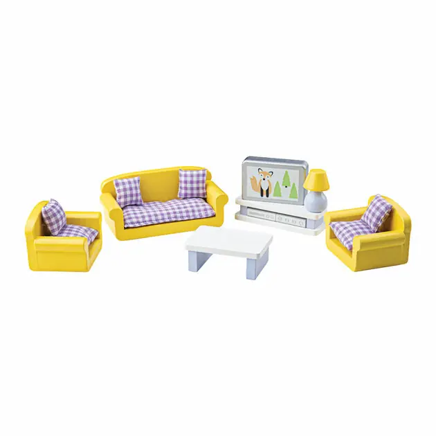 Tidlo Houten Poppenhuis Meubels Woonkamer, 9dlg. Exclusieve Aanbieding