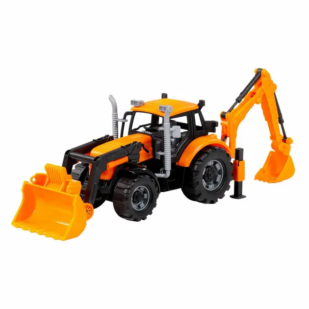 Cavallino Tractor met Lader en Graafmachine Geel, Schaal 1:32 Exclusieve Aanbieding