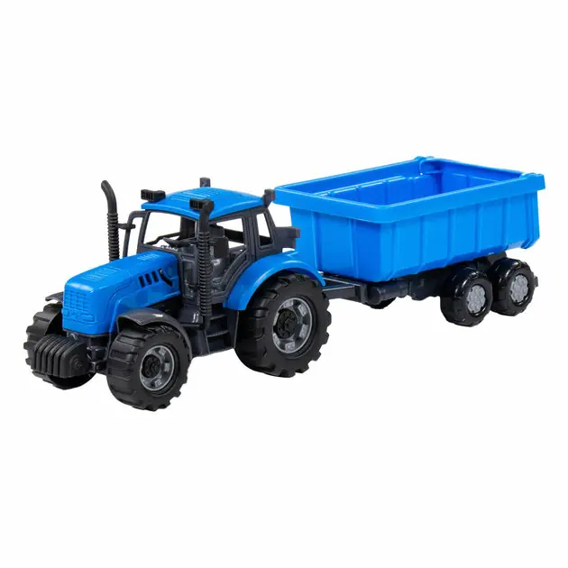 Cavallino Tractor met Kiepwagen Aanhangwagen Blauw, Schaal 1:32 Beste Prijs