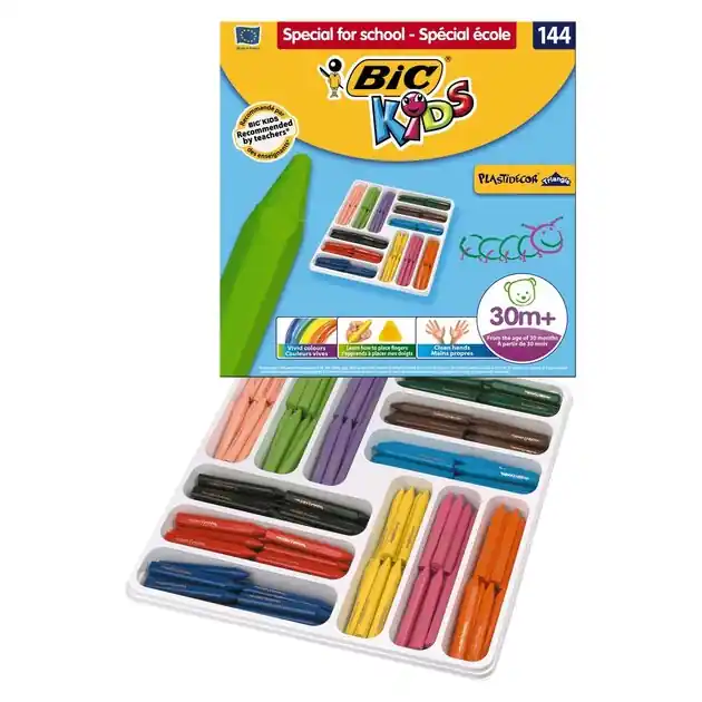 BIC Kids Plastidecor Triangle Kleurkrijt, 144st. Hoge Kwaliteit